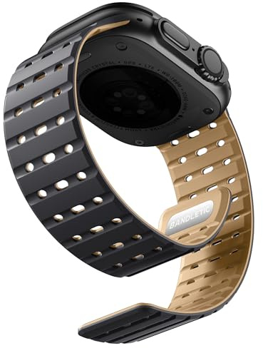 Bandsportig magnetisk rem kompatibel med Apple Watch-rem 45 mm 44 mm 46 mm 49 mm 42 mm, mjukt andningsbart sportband i silikon för Apple Watch Ultra 3/21/iWatch serie 11 10 9 8 7 6 5 4 SE 3 2 1