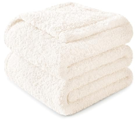 Exclusivo Mezcla Coperta in Pile per Divano e Letto, Super Morbida e Calda, Tutte le Stagioni, 230x270 CM, Bianco