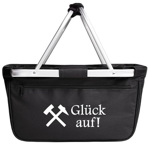 Huuraa Einkaufskorb faltbar Glück auf! Ruhrpott Geschenk 20 Liter Tragekorb Black Glück auf! Geschenkidee