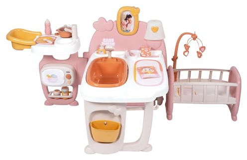 Smoby - Baby Nurse - Casita grande para bebés - Para bebés de hasta 42 cm - 3 zonas de juego - 19 accesorios - Plegable y transportable - Material reciclado - A partir de 3 años - Fabricado en Francia