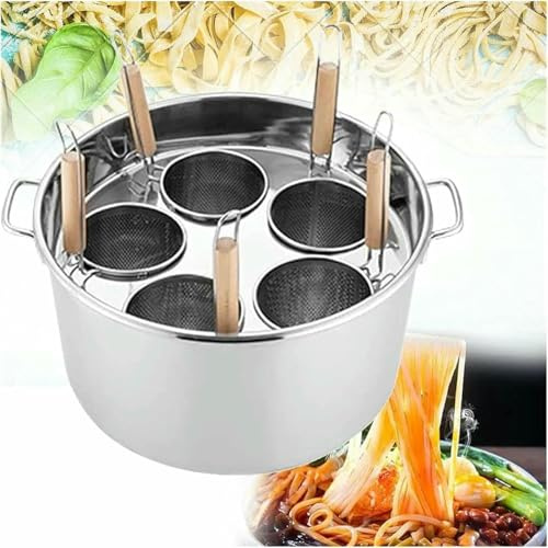 MRKU Pentola per Pasta in Acciaio Inossidabile con Fori e cestello scolapasta, Set per Cucinare polpette di Verdure e tagliatelle per la Cucina di casa e Il Ristorante.