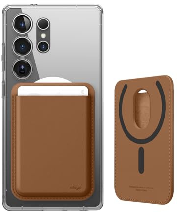 elago Magnetisk Plånbok för Samsung Galaxy S26, Ultra, Plus, Edge, Z Fold 7 & S25-serien - Hållbart Veganskt Läder Kompatibel med MagSafe - 3 Kort, Säker Korthållare för Mobil (Brun)