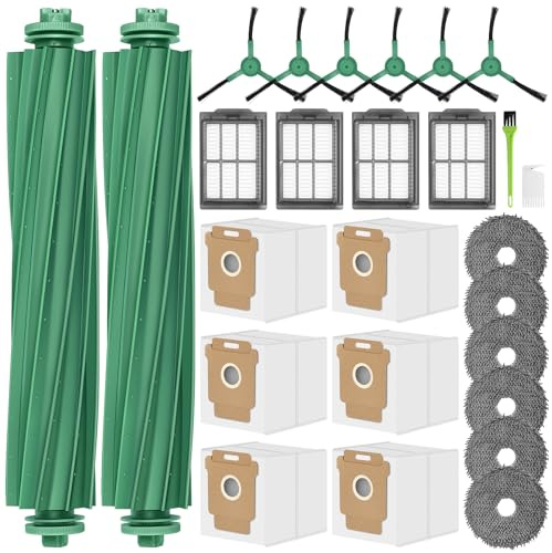DrRobor Accesorios Recambio para iRobot Roomba Plus 505/405/507 Combo, 2 Cepillo Principal, 6 Paño Para Fregona, 6 Bolsa Para El Polvo, 4 Filtro HEPA, 6 Cepillo Lateral