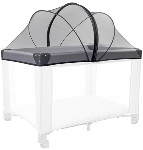 BEBONO Mosquito Net for Pack N Play, Keep Cats Out, Netting Cover with 2-Way Zipper for Playpen, Foldable with Storage Bag, Black