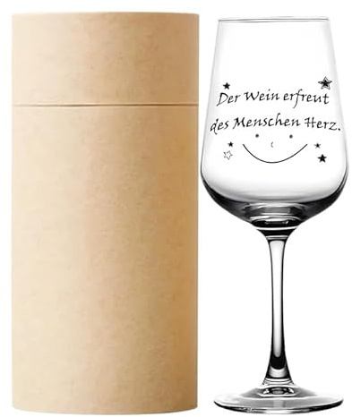 XL Weinglas, Weinglas mit Gravur - Der Wein erfreut des Menschen Herz - Personalisiertes Weinglass, Weihnachtsgeschenke für Frauen, 420ml Stimmungsglas, Lustige Geschenke Weingläser mit Muster
