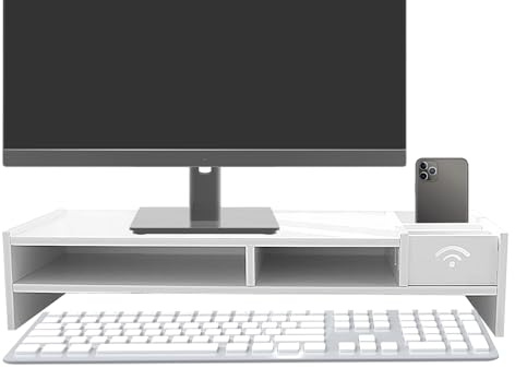 Zahoken Elevador De Monitor, Soporte para Monitor De Escritorio, Almacenamiento De 3 Capas, Estante Organizador, Organizador De Escritorio para Monitores De PC, Portátiles E Impresoras