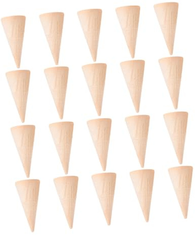 Toyvian Espositore Gioielli in Legno 20 Pezzi, Supporto Cono Beige | Organizzatore per Anelli, Basi Rimovibili, Vetrine in Vetro e Piani, Mostra Gioielli Stile Semplice