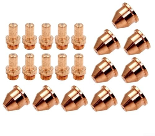 Jotekonoby 20 Stück Plasmaschneider Brenner-Verbrauchsmaterialien, Kupferdüsen und Elektroden, 1,0 mm Spitzen, kompatibel mit Cut 40A-60A, für industrielles Metallschneiden
