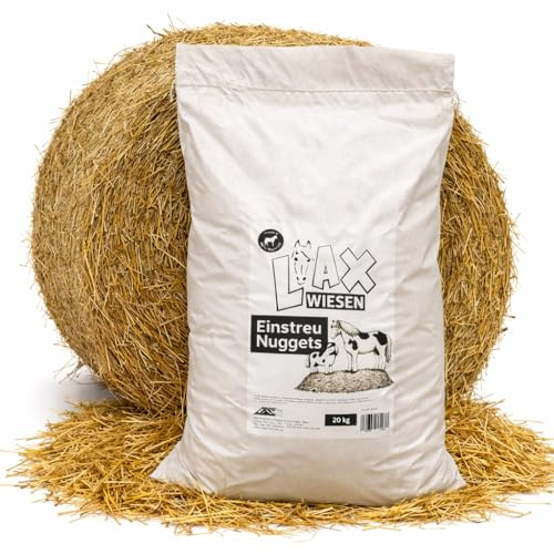 LAX Einstreu-Nuggets aus Rapsstroh 20 Kg – staubarm & saugstark – für Pferde, Ponys & Stalltiere – hygienische Premium-Einstreu