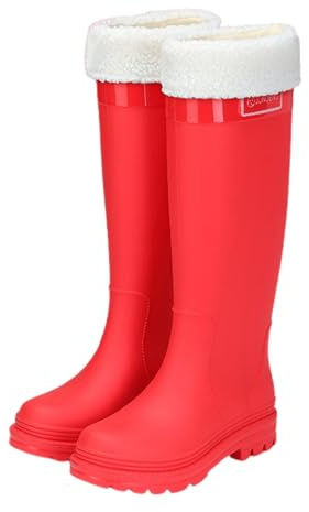 Botas de goma para mujer, con forro alto, antideslizantes, de silicona, impermeables, cálidas, para camping, senderismo, para uso diario