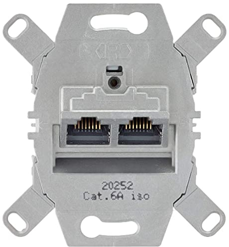 BUSCH JÄGER Komplettset / 2er Netzwerkdose - 2-fach UAE Anschlussdose Cat.6A UAE + 1 Fach Rahmen + Abdeckung - Balance SI Alpinweiß