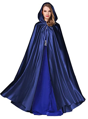 BEAUTELICATE Capa con Capucha Medieval Mujer Disfraz Abriga Larga para Novia Vampiro Princesa Bruja Halloween Navidad Fiesta Cosplay Fotografía （Azul Marino）