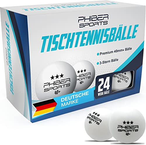 PHIBER-SPORTS [24 Stück Tischtennisbälle 3 Stern 40+ Premium – Perfekte Spieleigenschaften - Ideal für Anfänger, Familien und Profis - Nach Wettbewerbsrichtlinien