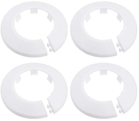 sourcing map 40mm Rohrabdeckung Dekoration PP Heizkörper Rosette Wasserrohr Wandabdeckung Weiß 4 Stück