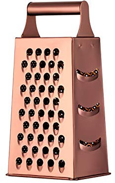 Meisha Rose Gold Box Grater - 4 Sided Stainless Steel Cheese Grater with Non-Slip Handle - Ideal for Soft & Hard Cheeses, Fruits & Vegetables
