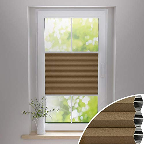 Gardinen21 Thermo Wabenplissee ohne Bohren | Waben-Plissee Klemmfix | Plissee 95x130 für Türen & Fenster | Sonnenschutz, Sichtschutz, Schallschutz, 100% Verdunkelung