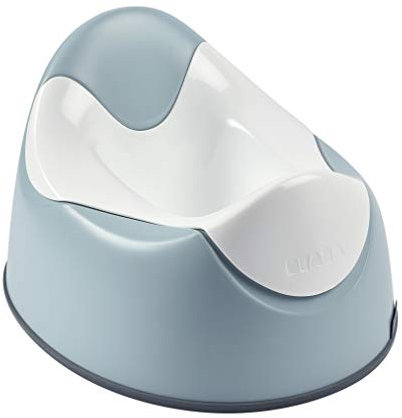 BÉABA, Pot d'Apprentissage Bébé Ergonomique, Poignées de préhension sur la cuvette, joint antidérapant, hygiénique, Facile d'entretien, Made In France, Green Blue