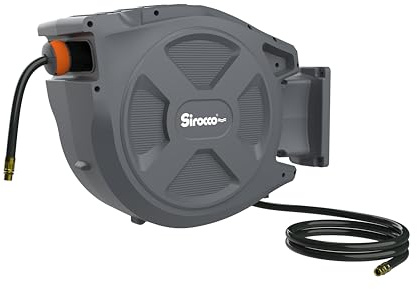 Sirocco Druckluft Schlauchaufroller 20 m SIRO-Reel Air, automatisch, 180° schwenkbar, mit Stoppfunktion, bis 10 bar, grau/blau