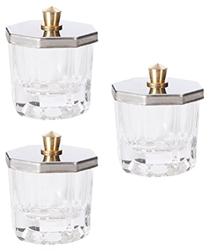 Minkissy 3Pcs Dappen Dish for Acrylic Nails Clear Glass Acrylic Nail Monomer Liquid Bowl Acrylic Holder Nail Art Cup Manicure Tools