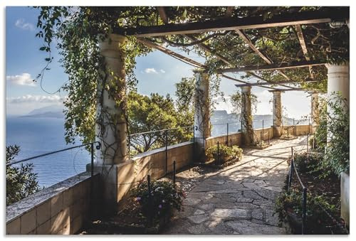 ARTland Wanddeko Wandbild Alu Verbundplatte für Innen & Outdoor Bild 60x40 cm Ausblick Meer Strand Küste Garten Villa Capri Italien U2IS