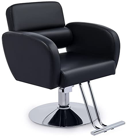 CO-Z Friseurstuhl Schwarz Friseursessel 360° Drehbar Frisörstuhl Barberstuhl Höhenverstellbarer Barbersessel Hydraulischer Bedienungsstuhl Friseurbedarf Friseureinrichtung 250kg Schwar,
