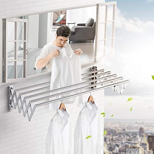 LLLD Wandwäschetrockner Edelstahl Ausziehbarer Wandtrockner Mit 5 Wäschestangen Ausgestattet Einfache Montage Für Badezimmer Terrasse Und Balkon (Size : 80cm/31.5inch)