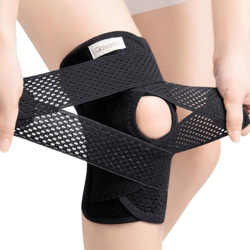 Galvaran Kniebandage mit seitlichen Stabilisatoren für Meniskusriss, Knieschmerzen, ACL, MCL, Arthritis, Verletzungen, Erholung, atmungsaktiv, verstellbare Kniestütze für Männer und Frauen