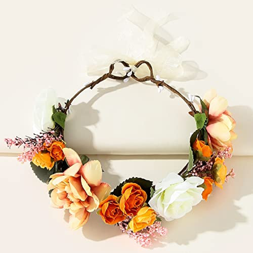 Blumenkranz Haare, Blumenkranz Blume Krone Stirnband, Künstliche Blumen Krone, Braut Kopfstück Haarreif Blumen, für Blumen Braut Brautjungfer Mädchen Mutterschaft Photo Festival Party Hochzeit Strand