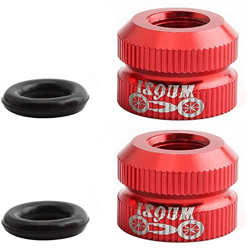 2 Packs Bike Vacuum Tire Presta Valve Nut Bicycle Inner Tube Valve Nuts with Sealed O Rings for Mountain Road Bikes Accessories Cycling Parts (Red)