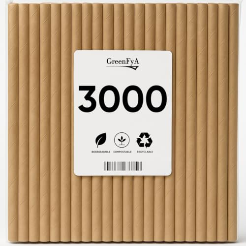 Pajitas de Papel Biodegradable, 20cm. Desechables, ecológicas y compostables. Comprometida con el medio ambiente.… (3000)