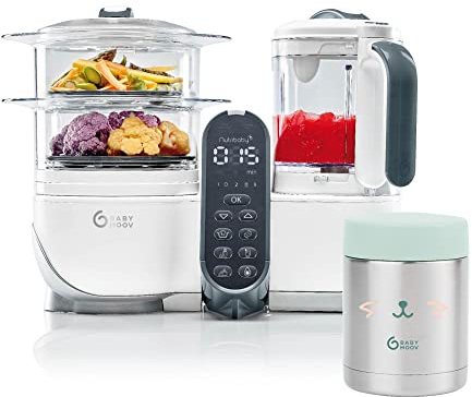 Robot cuiseur bébé Nutribaby+ blanc avec boîte repas thermos 350 ml - Babymoov