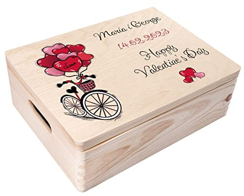 Creative Deco Personalisierte Geschenke Wunschtext Holzkiste | Romantisches Geschenk Valentinstag für Ihn und Sie Deko | Individuelle Geschenk für Frauen, Mädchen und Paar | Fahrrad Farbe Motive
