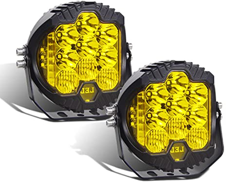 Willpower 2pcs LED Scheinwerfer Traktor 5 Zoll 50W LED Arbeitsscheinwerfer 12V 24V 3000K Bernstein LED Offroad Zusatzscheinwerfer IP67 Wasserdicht Rückfahrscheinwerfer für Auto SUV UTV ATV LKW 4x4