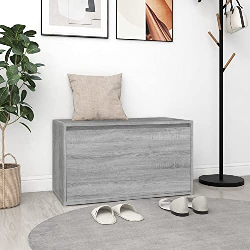 Keketa Flurbank Schuhbank Sitzbank mit Schublade Schuhaufbewahrung Schuhschrank für Flur Wohnzimmer Schlafzimmer 80x40x45 cm Grau Sonoma Holzwerkstoff