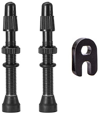 2 Stück schwarzer Ventilschaft 40 mm Fahrrad Tubeless Presta Aluminiumlegierung Notubes Ventile mit kleinem Schraubenschlüssel für Radfahren Rennrad Rennrad MTB