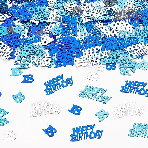 800 Stück Konfetti Tischdeko Geburtstag 18 Partydekorationen | Happy Birthday Konfetti Blau,Streudeko 18 Geburtstag für Mann und Frau