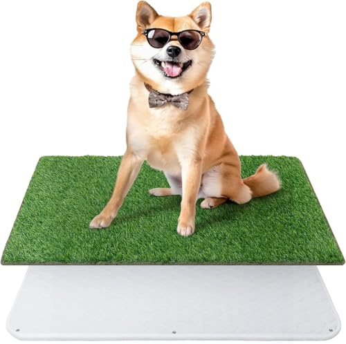2-in-1 Artificial Grass Mat Reusable Puppy Pad Set for Dogs (62x99cm) | Fake Grass Pee Pad for Dogs Potty Training, Astro Turf for Indoor and Outdoor Patio,Astro Turf Floor Protection