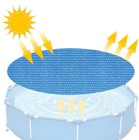 Bâche Piscine Ronde 180cm, Bâche à Bulles pour Piscine, Bâche Piscine Solaire, Couverture Solaire pour Piscine Hors Sol, Couverture de Piscine étanche à la poussière, Couverture de Bain à remous Bleu