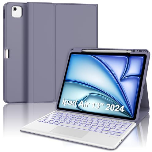 Occtingkind, Tastiera per iPad Air 13 M2/M3, Custodia con Tastiera per iPad Air 13 6./7. Gen. 2024/2025, Cover Touchpad Magnetica Retroilluminata Bluetooth Keyboard, Italiano Layout, USB C, Lavanda