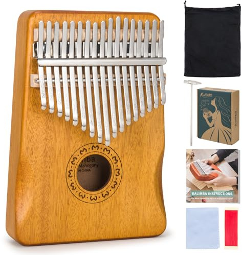 VixxNoxx Kalimba Daumenklavier 17 Tasten, Fingerpiano Mbira Tragbare Musikinstrumente für Erwachsene Anfänger (helles Holz)