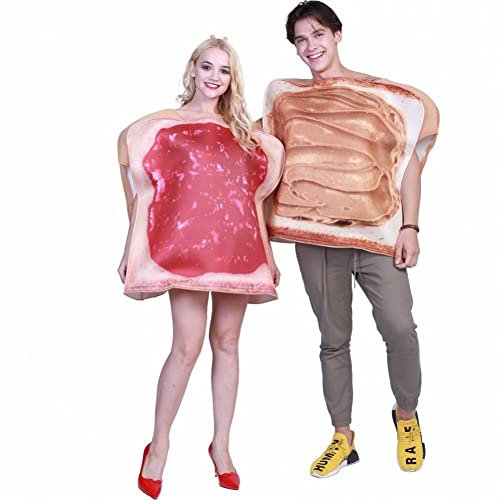 Vobumix 2pcs Jam Bread Costume Cosplay Costume Funny Couple Costume Carnival Fancy Dress Outfits for Women Men