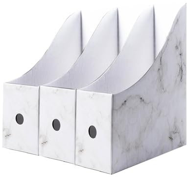 Zeitschriftensammler, 3er-Pack Zeitschriftensammler aus Karton, Zeitschriftensammlerboxen mit Etikettenaufklebern, Dokumentenordnerhalter für die Aktenaufbewahrung auf dem Schreibtisch im Schulbüro