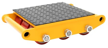 MINRS 15T - Ruedas blindadas, ruedas de transporte para cargas pesadas, transporte de máquinas, 9 rodillos de acero con revestimiento de poliuretano para supermercados, obras (amarillo)