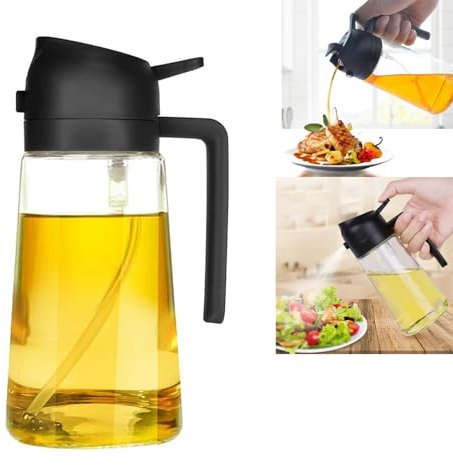 WSeltrium 470 ML Pulverizador de aceite y dispensador 2 en 1, Aceite de oliva Dispensador para cocina, Freidora de aire,Ensalada, Barbacoa