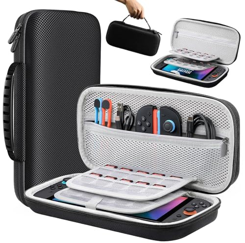 Lmcpa Pochette Housse pour 2025 Console Nintendo Switch 2 , Sac de Voyage avec 20 Cartouches de Jeu, Etui Rigide de Protection Portable pour Console Nintendo Switch 2 2025 Accessoires, Noir