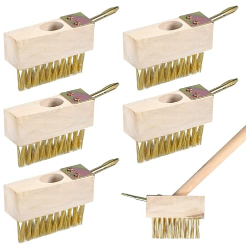 Désherbage Brosse Métallique, 5 Pièces Brosse Terrasse en Acier Robuste, Balai Brosse Exterieur pour Enlever Mousse et Mauvaises Herbes sur Pavés et Dalles sans Manche, pour Joints et Terrasse