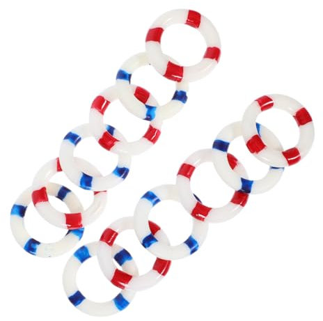 TOPPERFUN 12stücke Miniatur Rettungsring Deko Blau Rot Resin Figuren Für Miniatur-gärten Puppenhäuser Und DIY Dekoration Lustige Und Sichere Tischdeko
