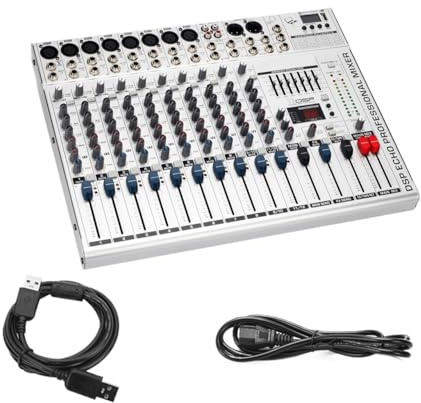 MX12 Consola de Mezclas Tablero de Mesa de Sonido con 12 Canales, USB, Bluetooth, Computadora Digital MP3,Una Experiencia De Sonido MáS Interesante