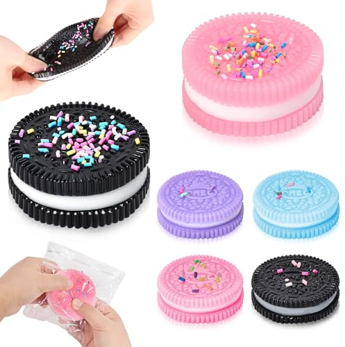 6 STK Squishy Squeeze Spielzeug, Biscuit Stress Relief Toy, Fufu Squishy Spielzeug, Kawaii Keks Mochi Fidget Toys, Sensorisches Quetsch Spielzeug Geschenk Mitgebsel für Autisten Kinder Erwachsene