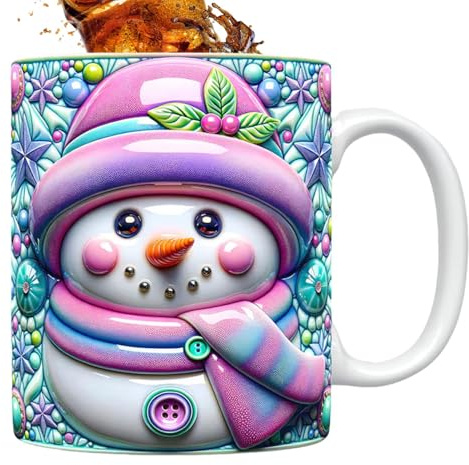 Qkbuza Kaffeetassen für Weihnachten | Kaffeetassen aus Keramik, Weihnachtsbecher, 35 cl mit , -Motiv, 3D für Frauen, Mädchen, Partys, Geburtstag, Küche, Urlaub